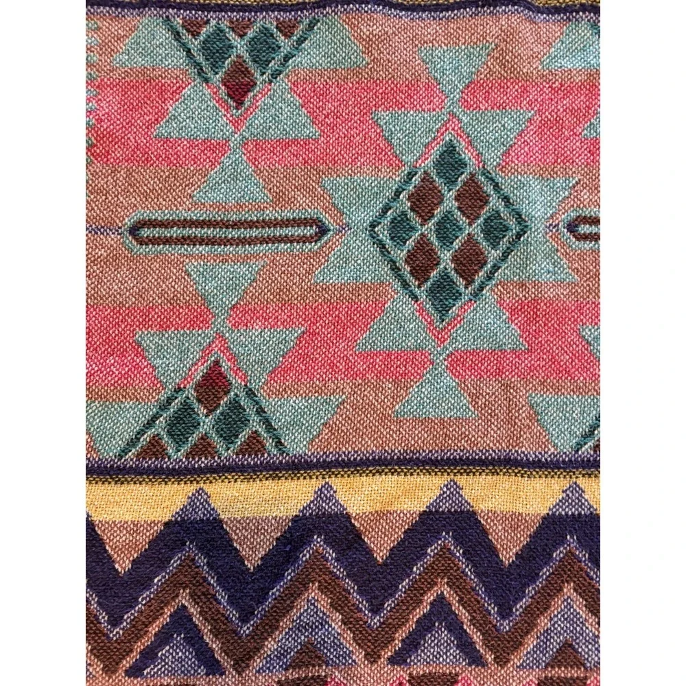 Vintage Goodwin Weavers Aztec Southwest Throw Blanket Fringe 60